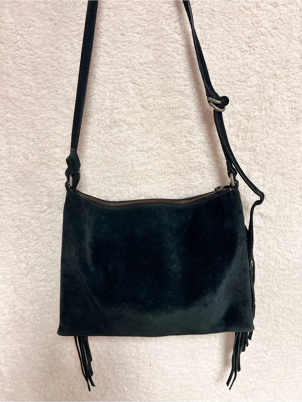 UGG Black Suede Fringe Shoulder Bag